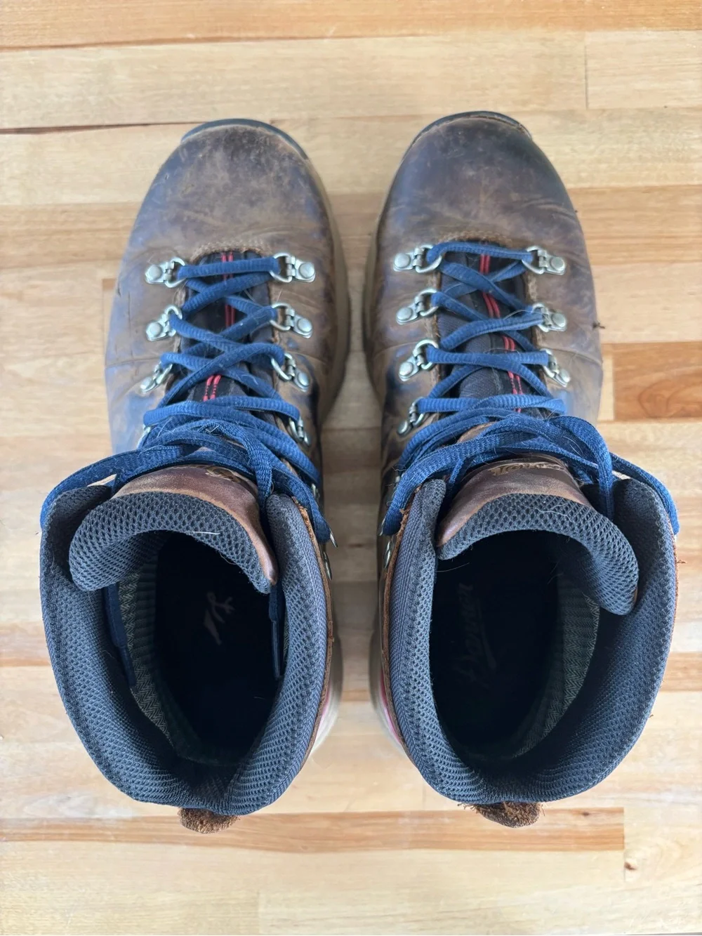 Danner Brown Leather Hiking Boots with Blue Laces